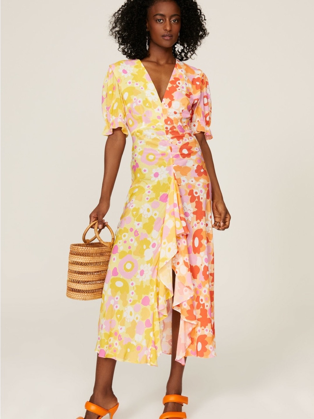 ✨RIXO | Ariel Colorblock Floral Retro Ruffle Maxi Sun Dress | Sz S - Picture 1 of 13